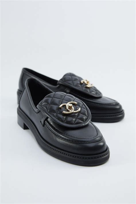 chanel canvas loafers|Chanel platform loafers.